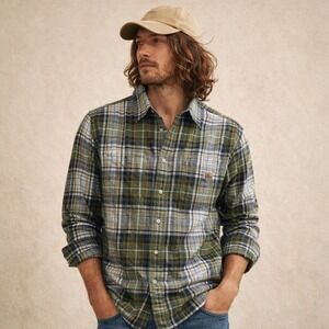 Carhartt Rugged Flex Plaid Button Down Shirt Dark Bronzed Green NWT Sz M